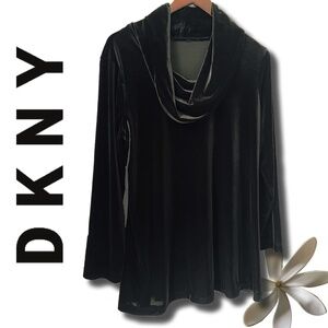 DKNY Black Velvet long sleeve tunic | Medium